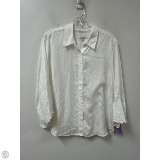 Blouse Long Sleeve By Chicos In White, Size: M