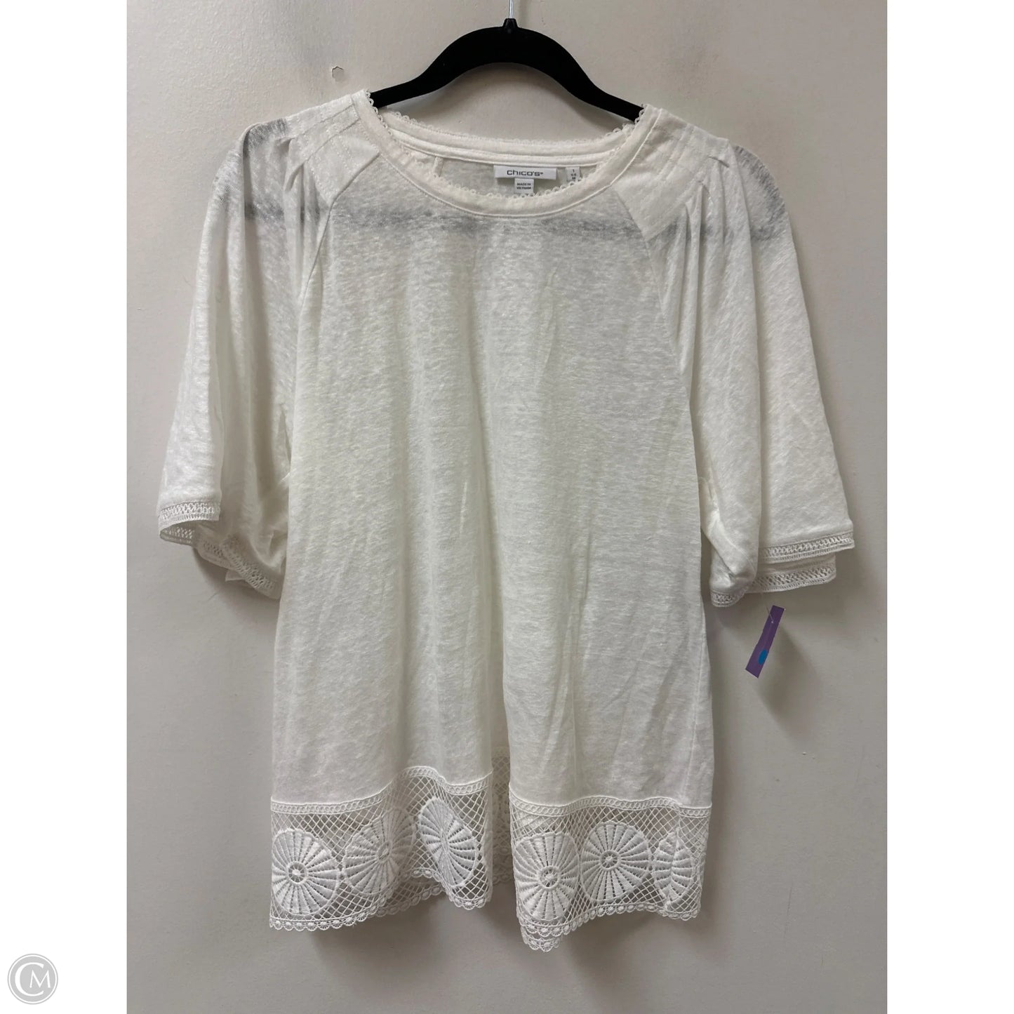 Top Short Sleeve By Chicos In White, Size: M