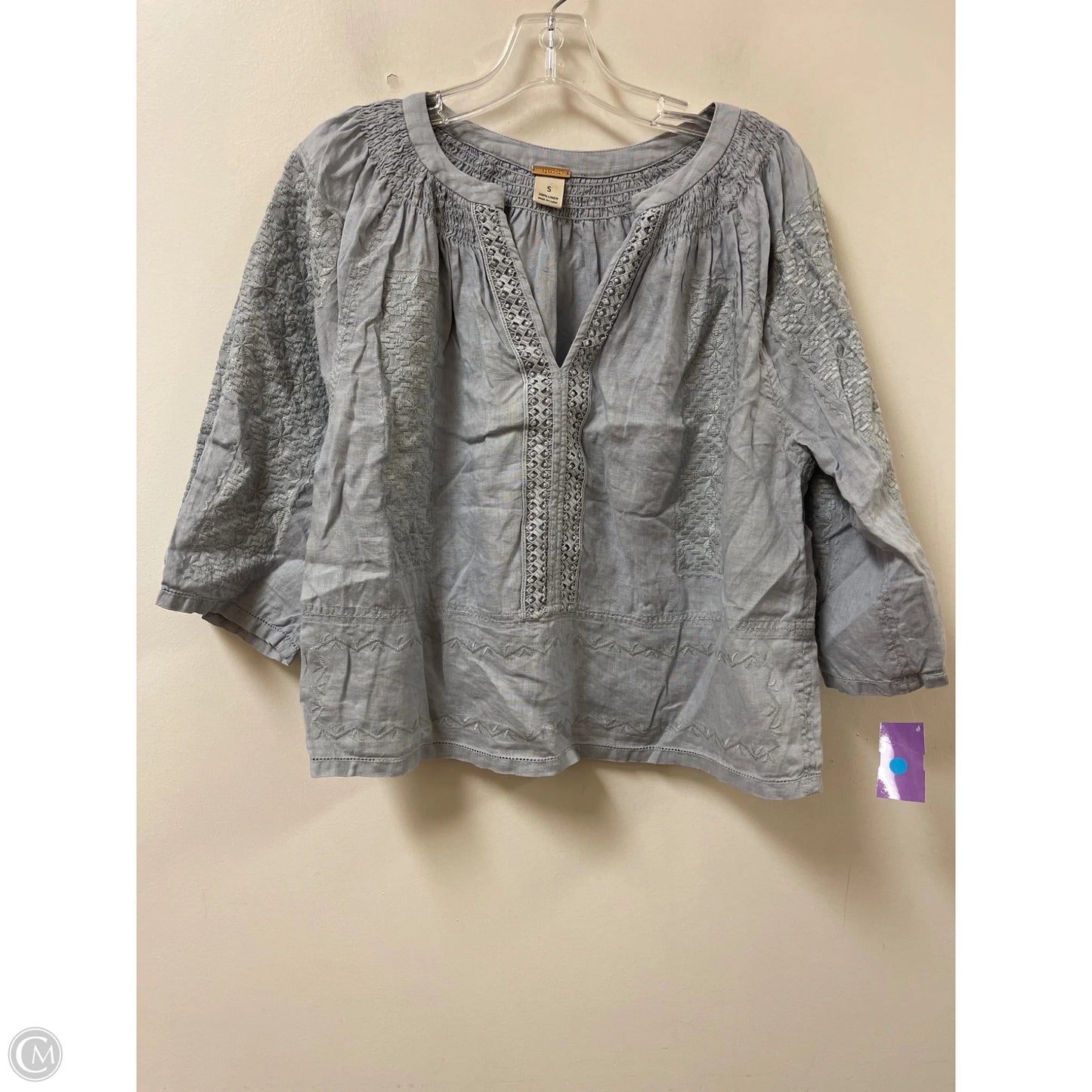Top 3/4 Sleeve By Magaschoni In Blue, Size: S