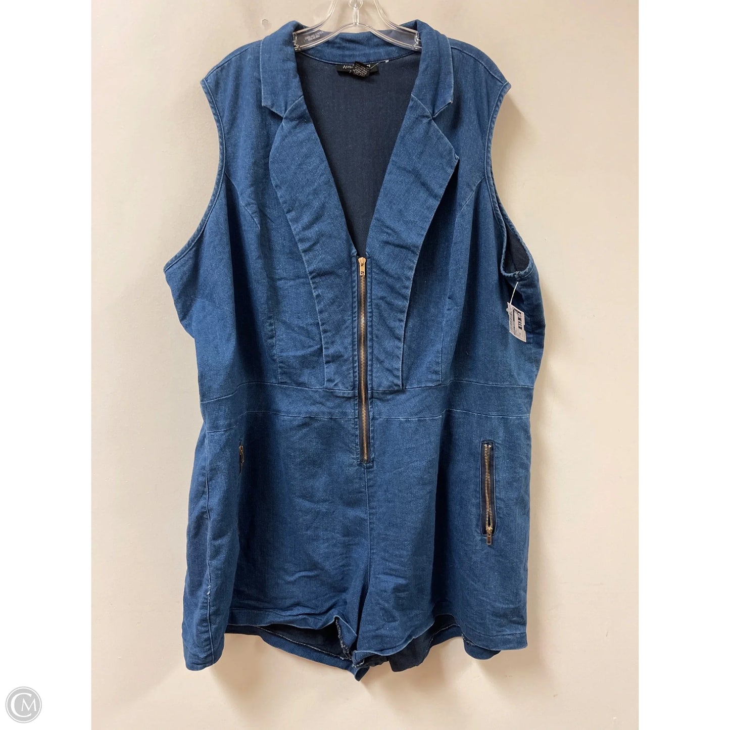 Romper By Ashley Stewart In Blue Denim, Size: 4x