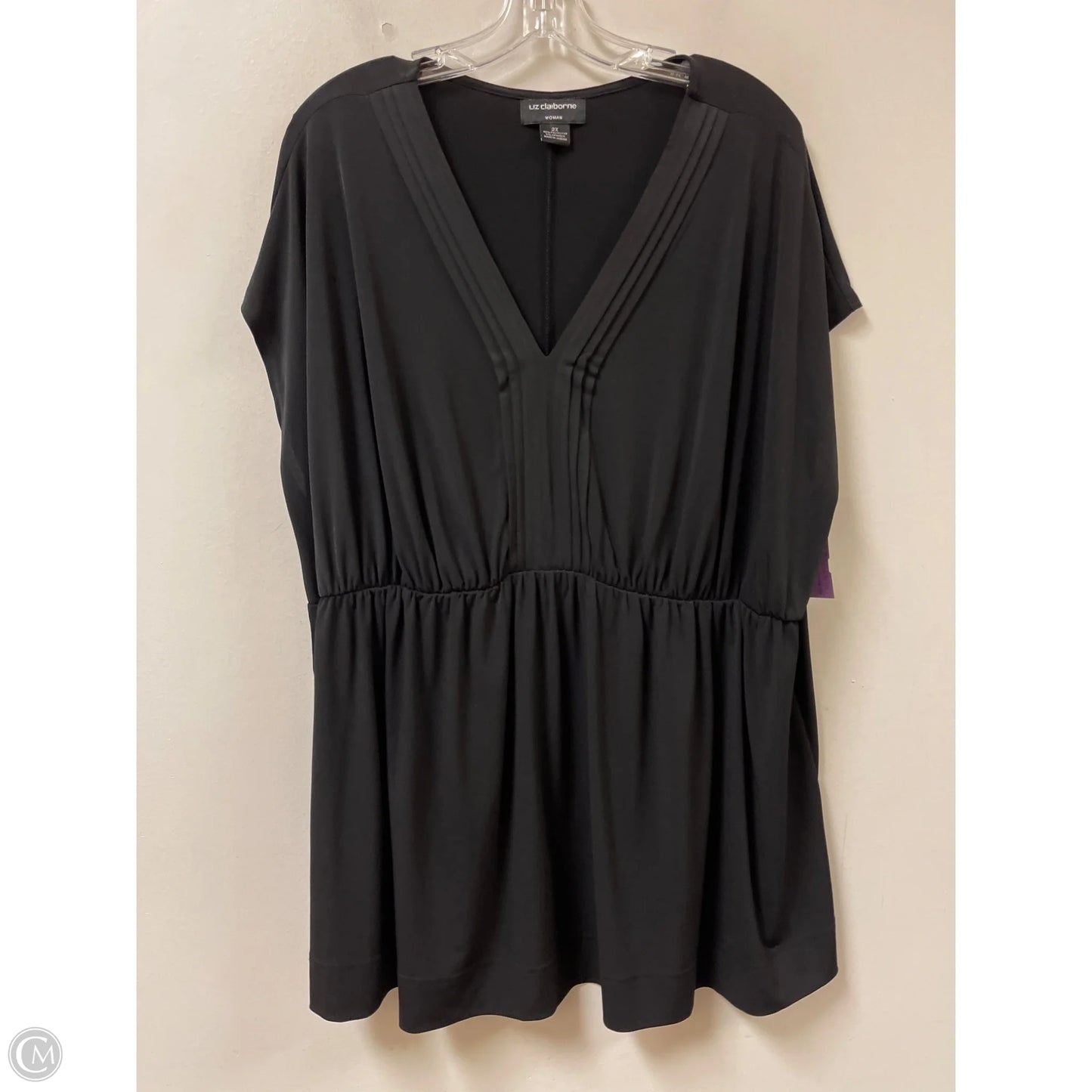 Top Short Sleeve By Liz Claiborne In Black, Size: 2x