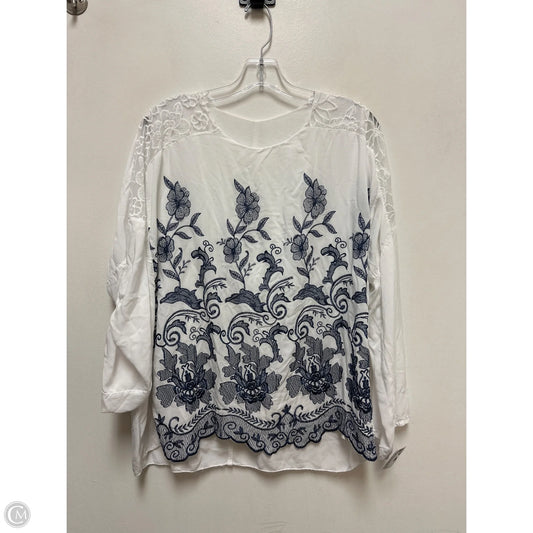 Top Long Sleeve By Clothes Mentor In White, Size: L