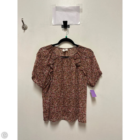 Top Short Sleeve By Loft In Brown, Size: Mp