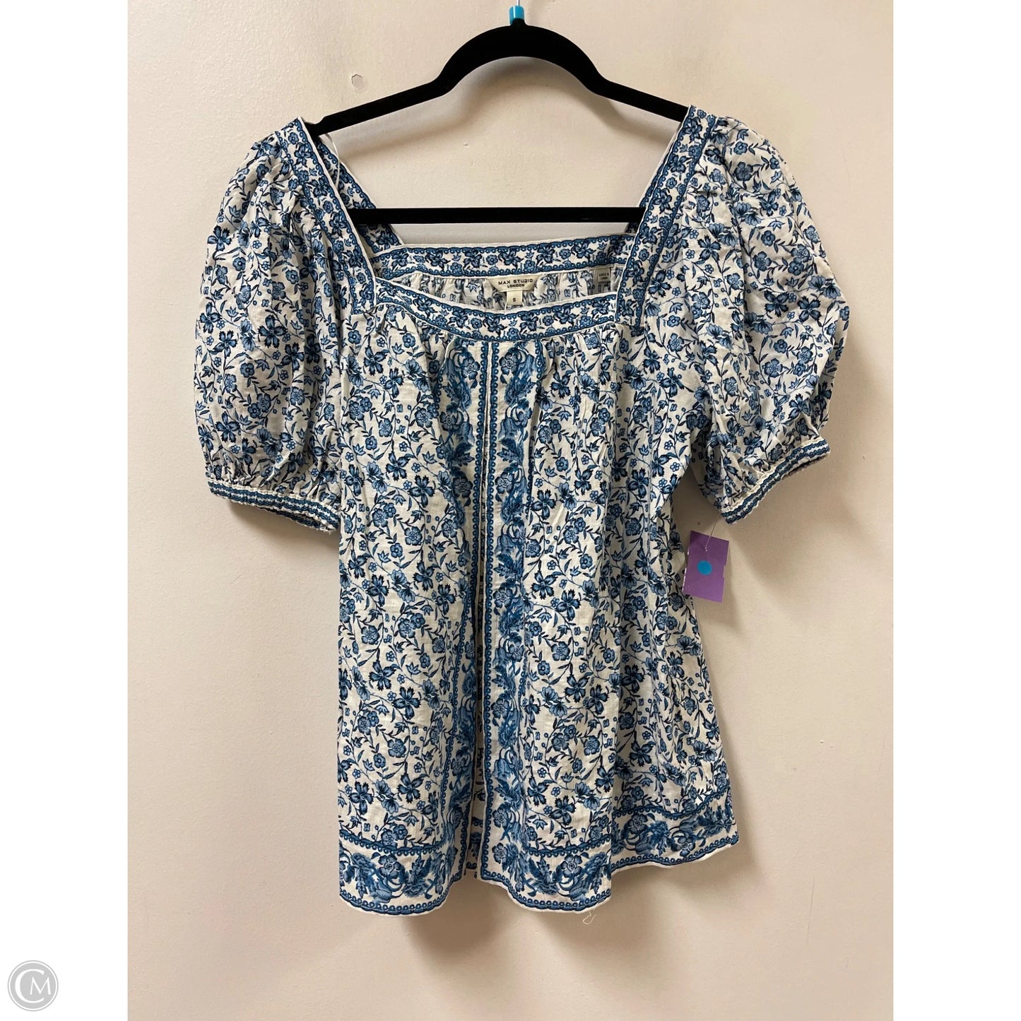Top Short Sleeve By Max Studio In Blue, Size: S