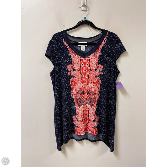 Tunic Short Sleeve By Peck And Peck In Navy, Size: L