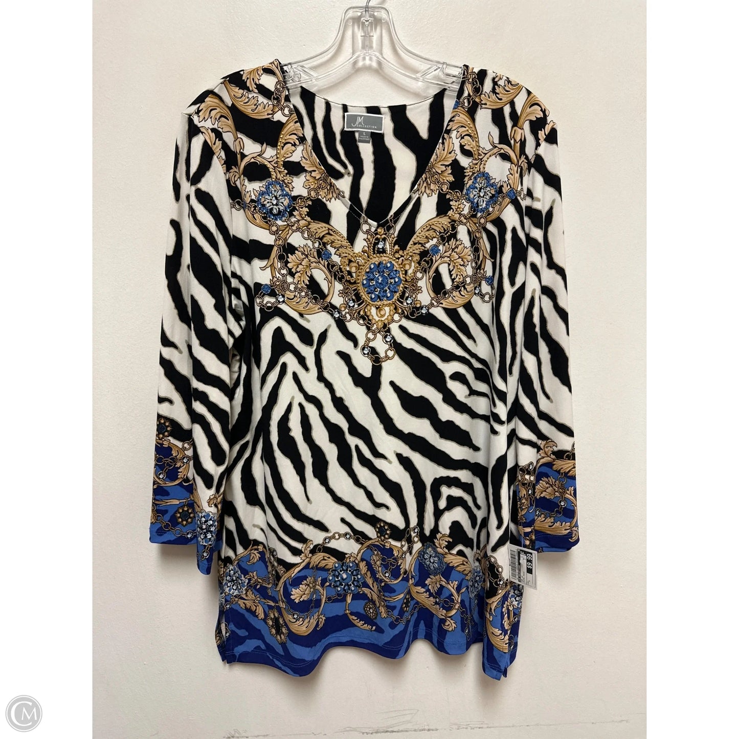 Top Long Sleeve By Jm Collections In Animal Print, Size: L
