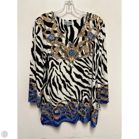Top Long Sleeve By Jm Collections In Animal Print, Size: L