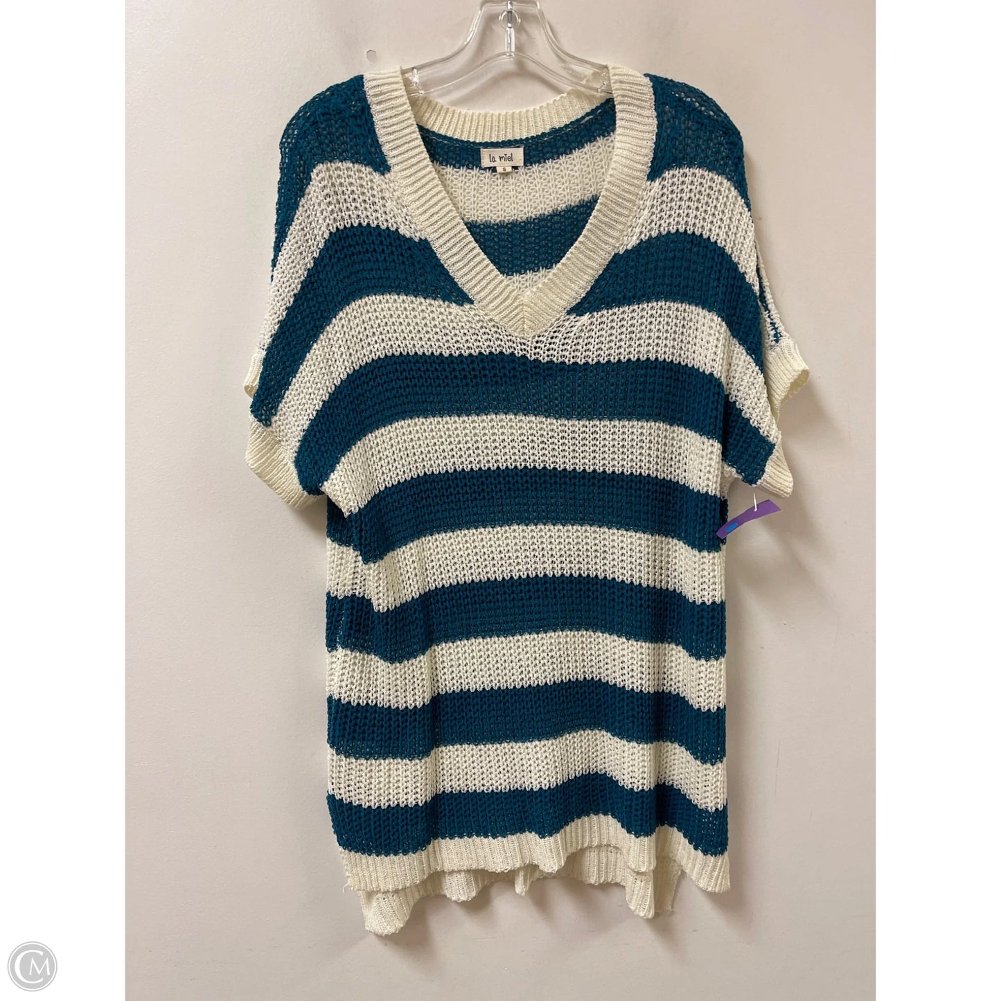 Tunic Short Sleeve By La Miel In Blue & Cream, Size: S