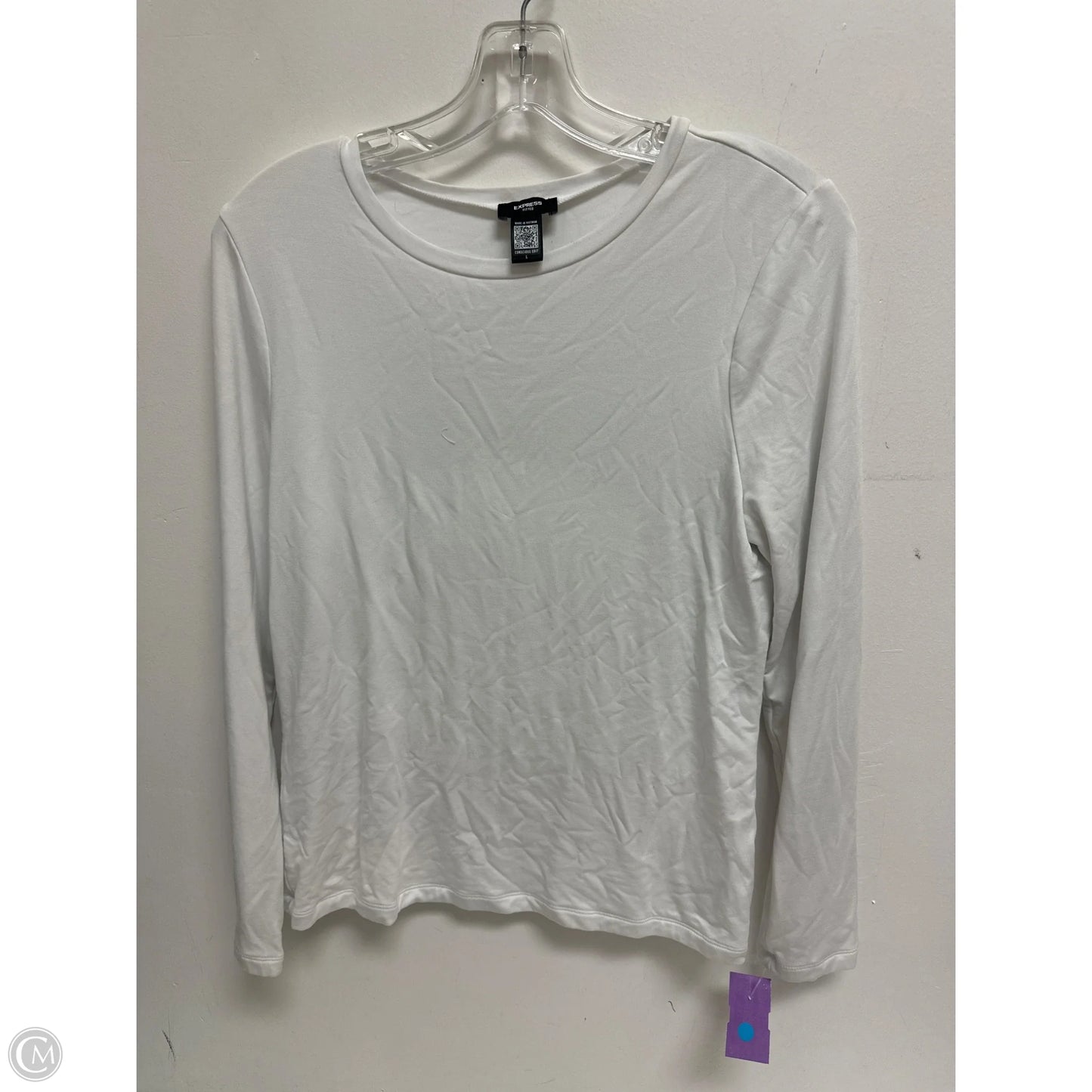 Top Long Sleeve Basic By Express In White, Size: L