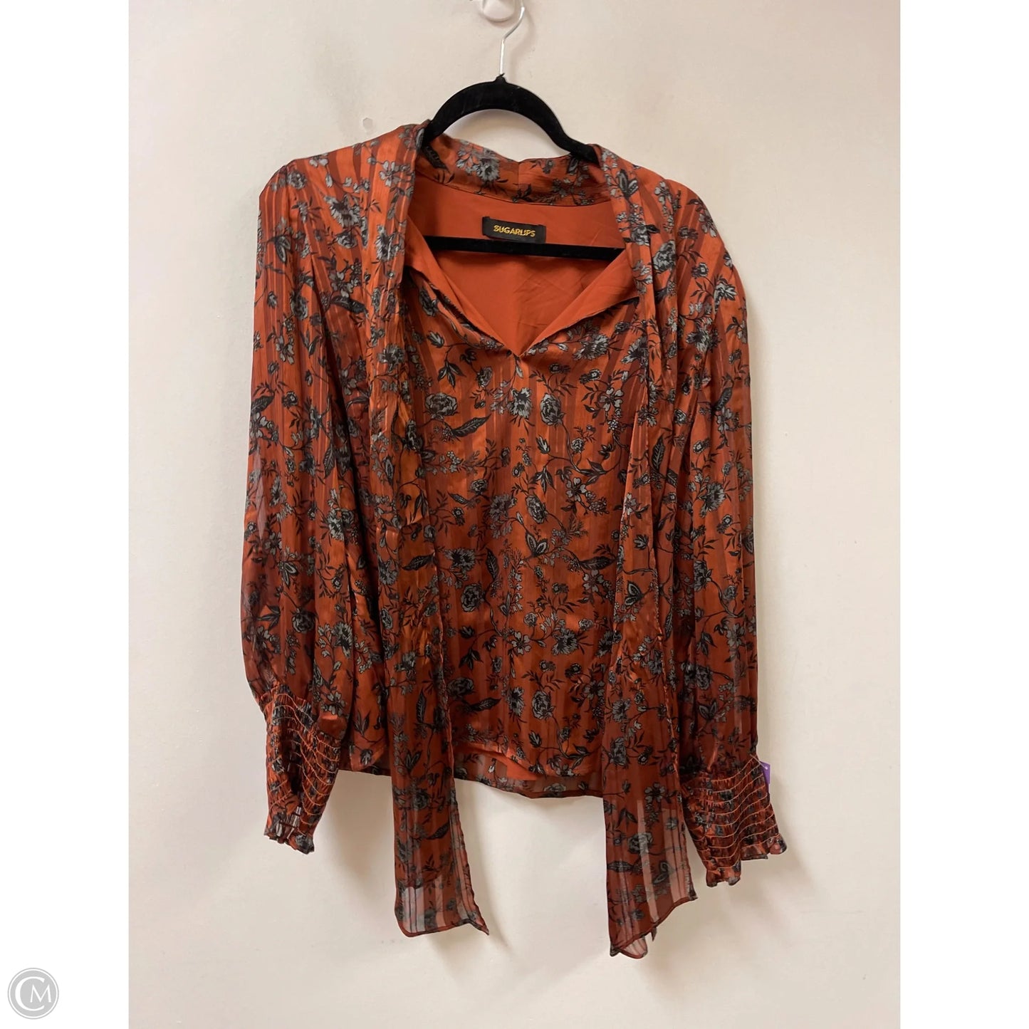 Top Long Sleeve By Sugar Lips In Orange, Size: Xl