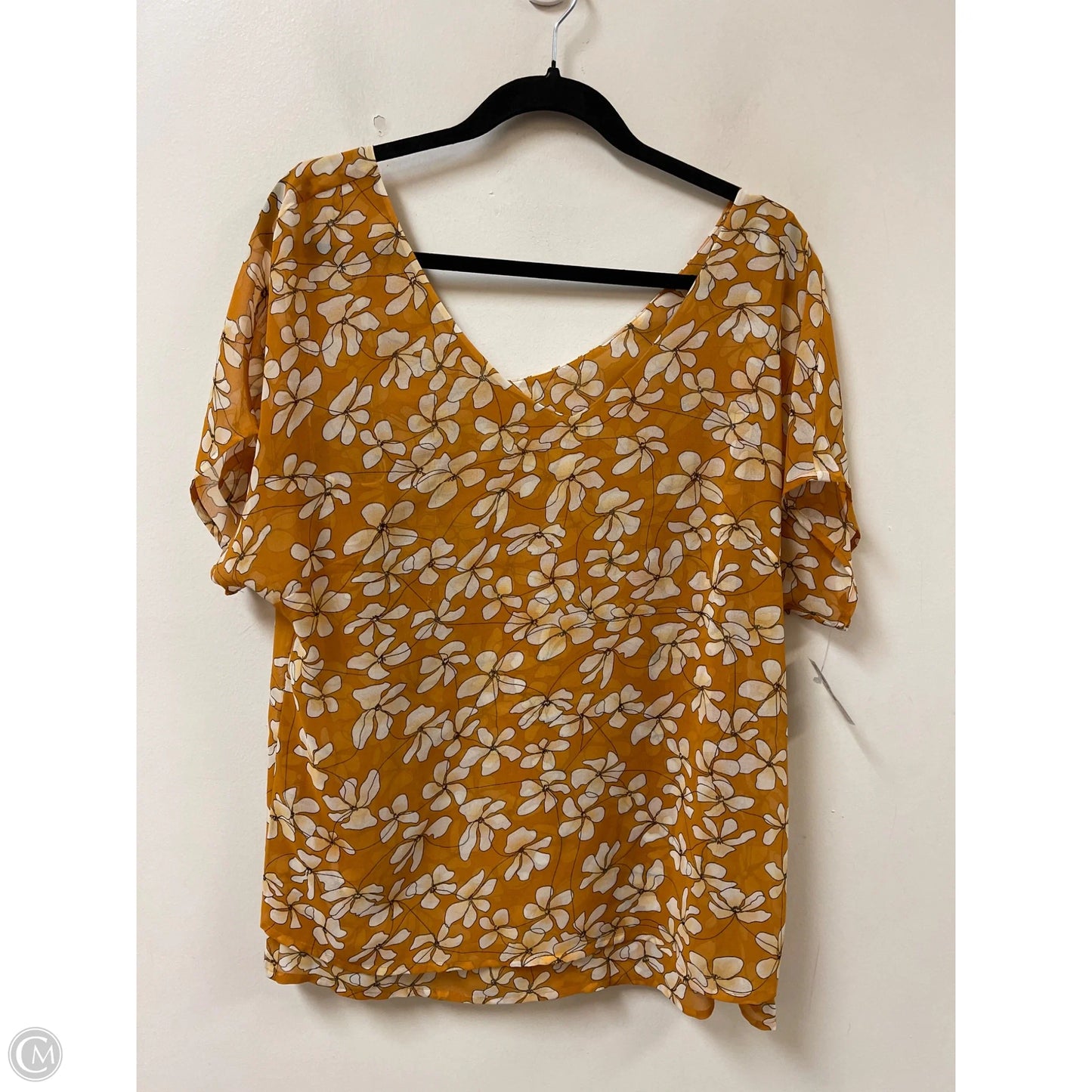 Blouse Short Sleeve By Cabi In Yellow, Size: M