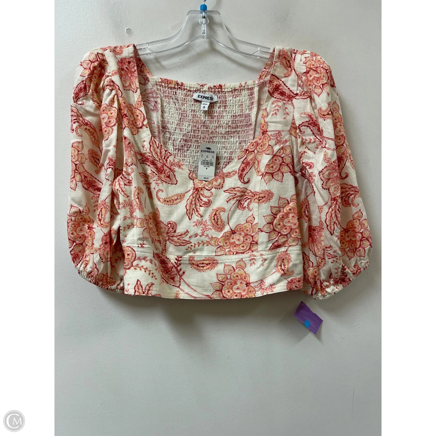 Blouse Short Sleeve By Express In Cream, Size: M