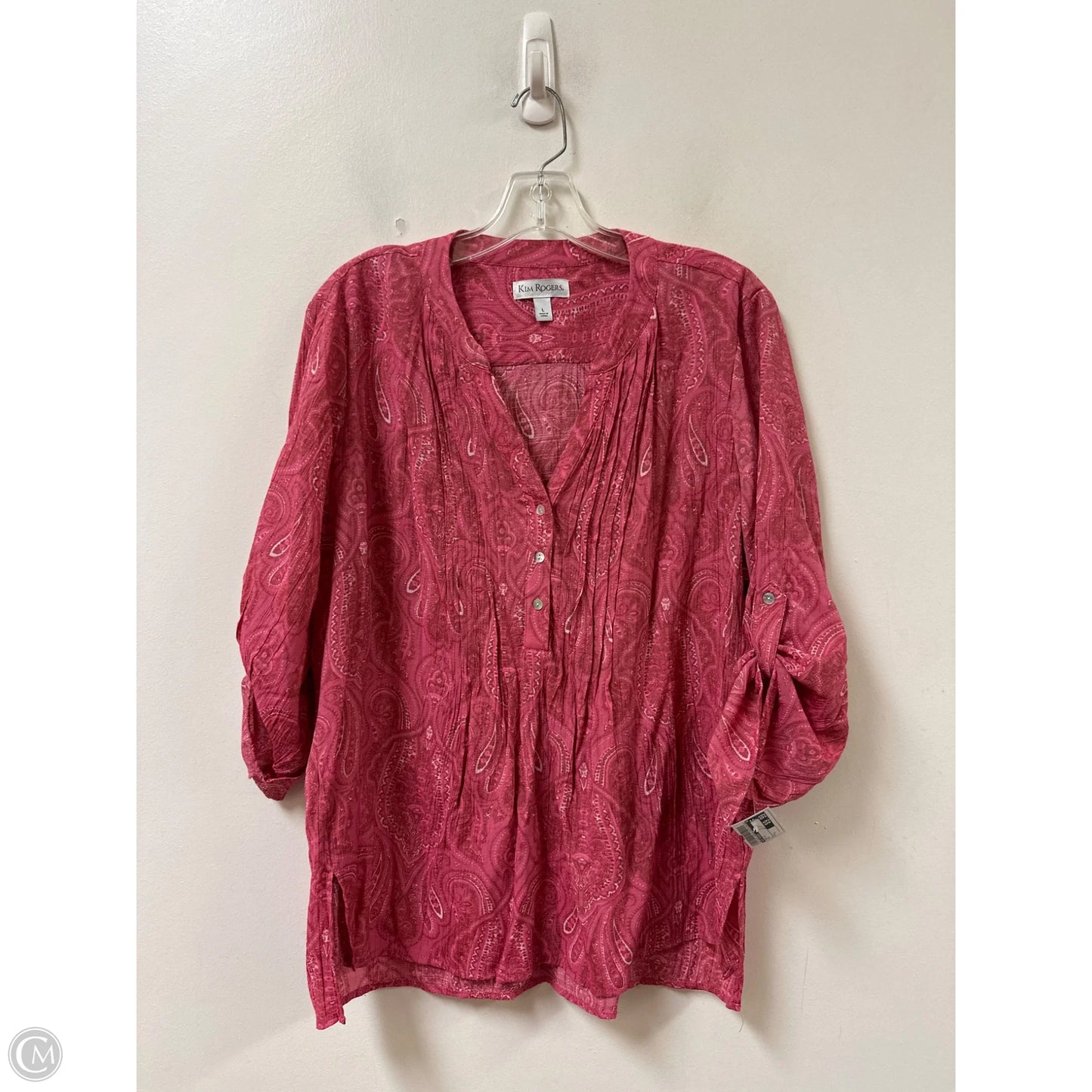 Top Long Sleeve By Kim Rogers In Red, Size: L