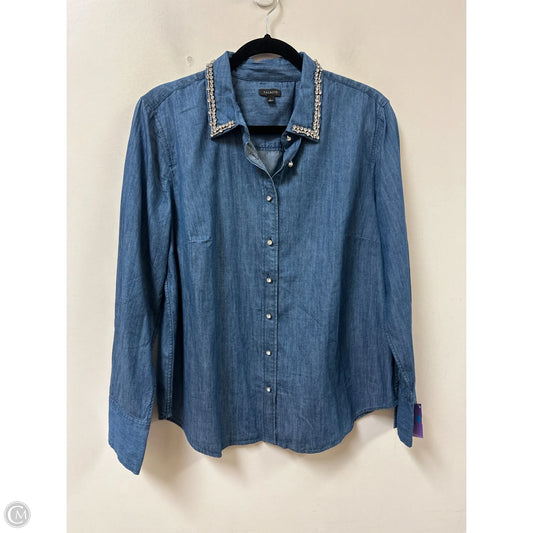 Top Long Sleeve By Talbots In Blue Denim, Size: L