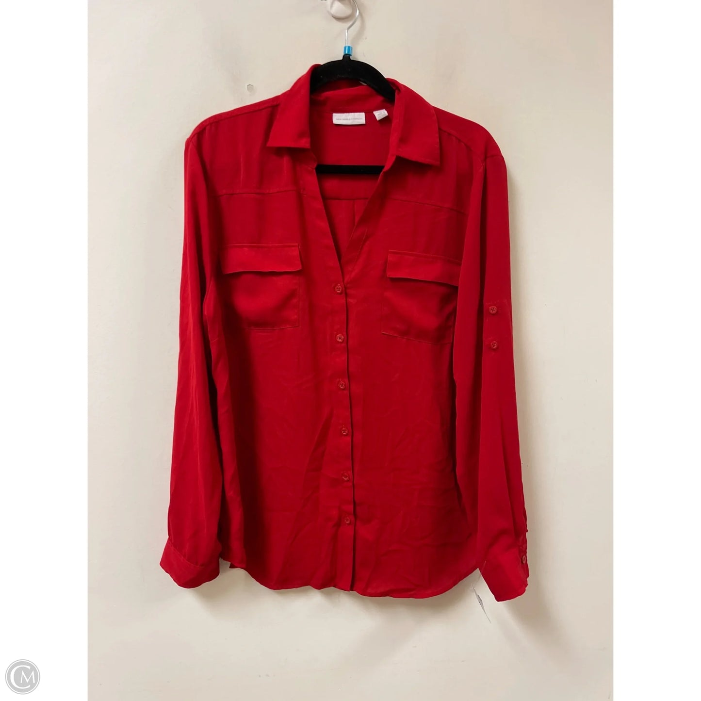 Top Long Sleeve By New York And Co In Red, Size: Xl