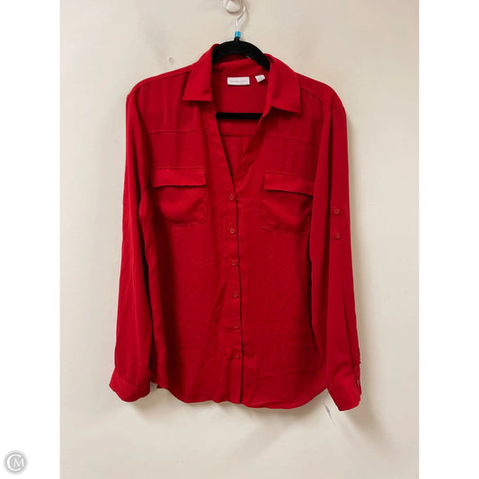 Top Long Sleeve By New York And Co In Red, Size: Xl