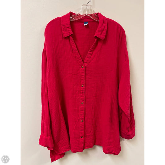 Top Long Sleeve By Old Navy In Red, Size: 2x