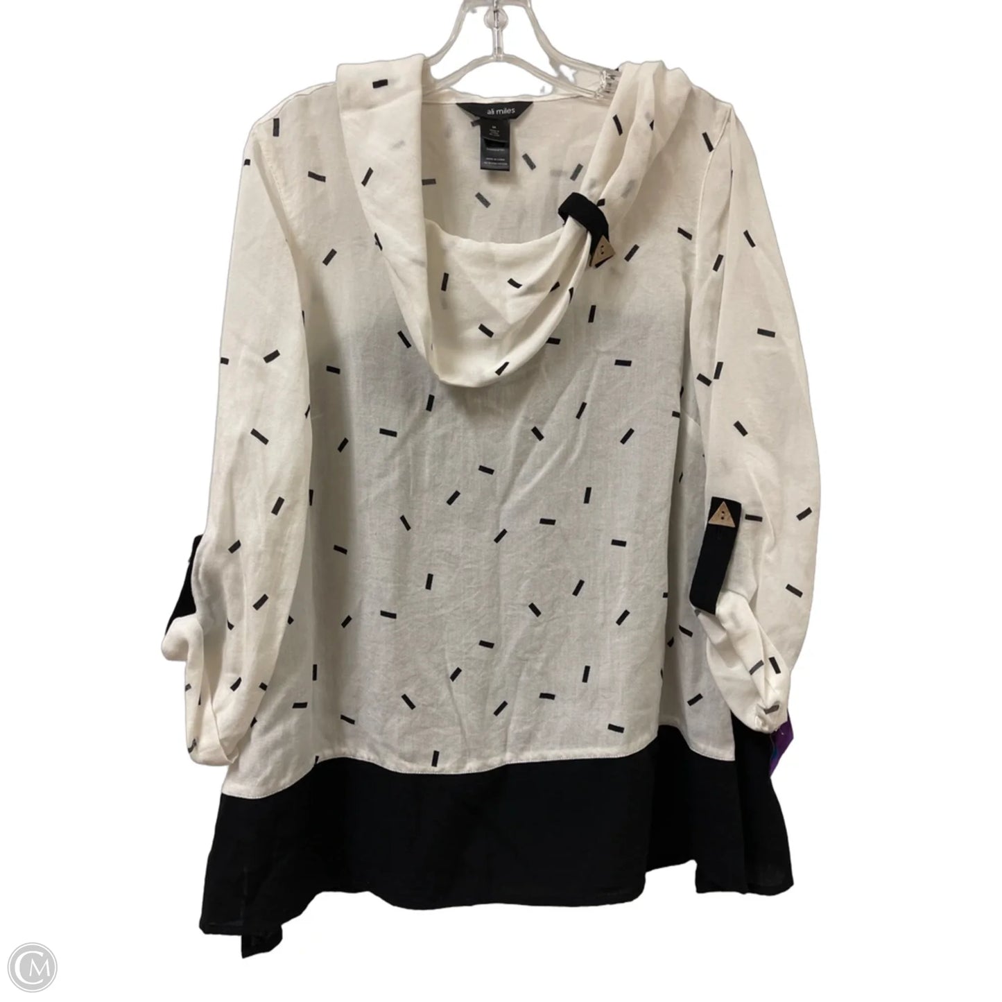 Top Long Sleeve By Ali Miles In Black & White, Size: M