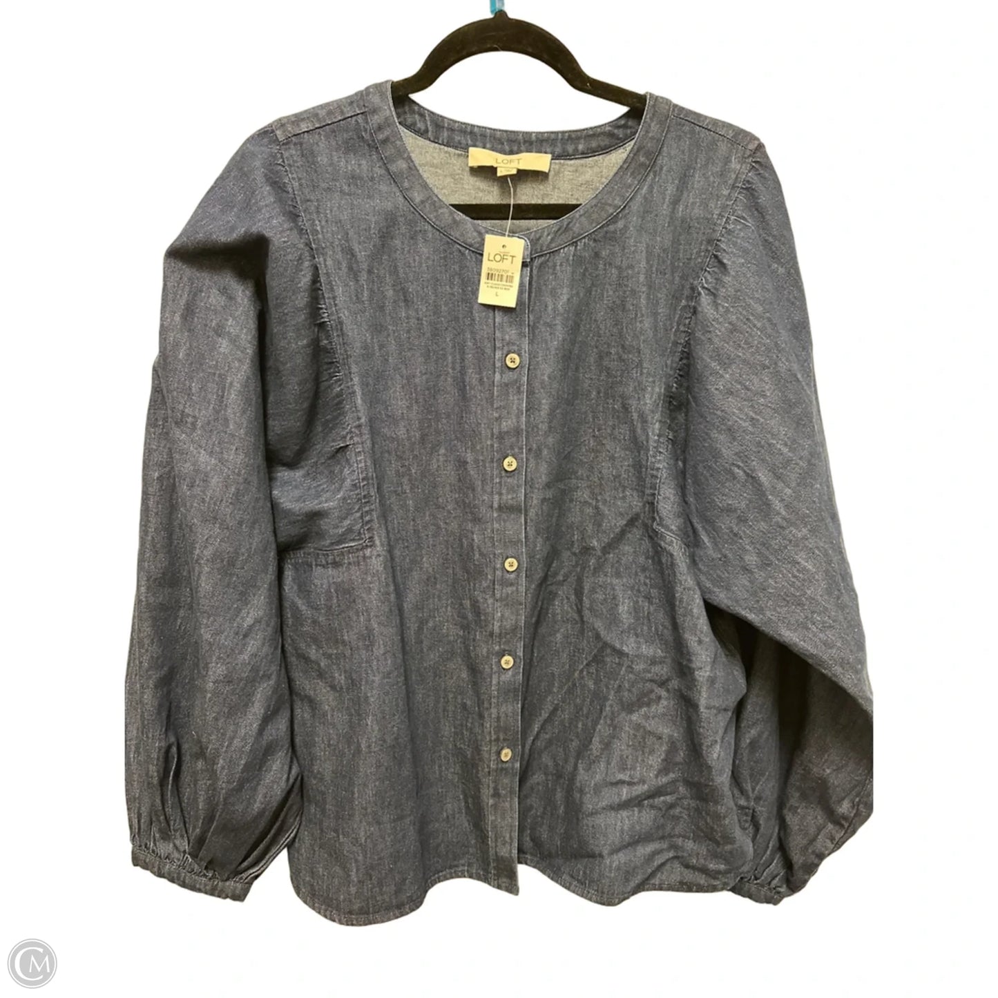 Top Long Sleeve By Loft In Blue Denim, Size: L