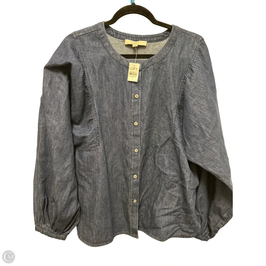 Top Long Sleeve By Loft In Blue Denim, Size: L