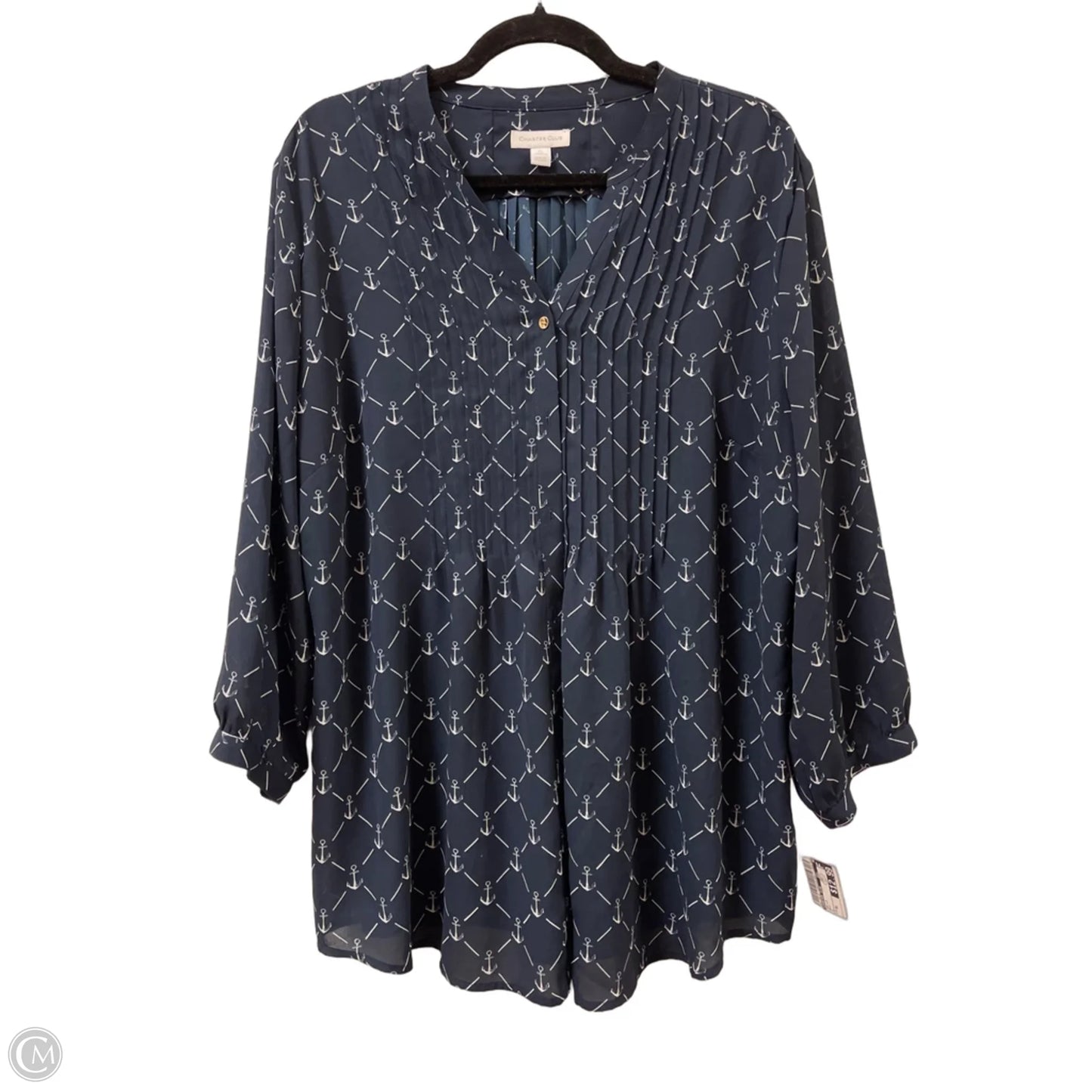 Top Long Sleeve By Charter Club In Navy, Size: Xl