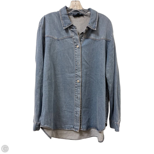 Top Long Sleeve By Jane And Delancey In Blue Denim, Size: L