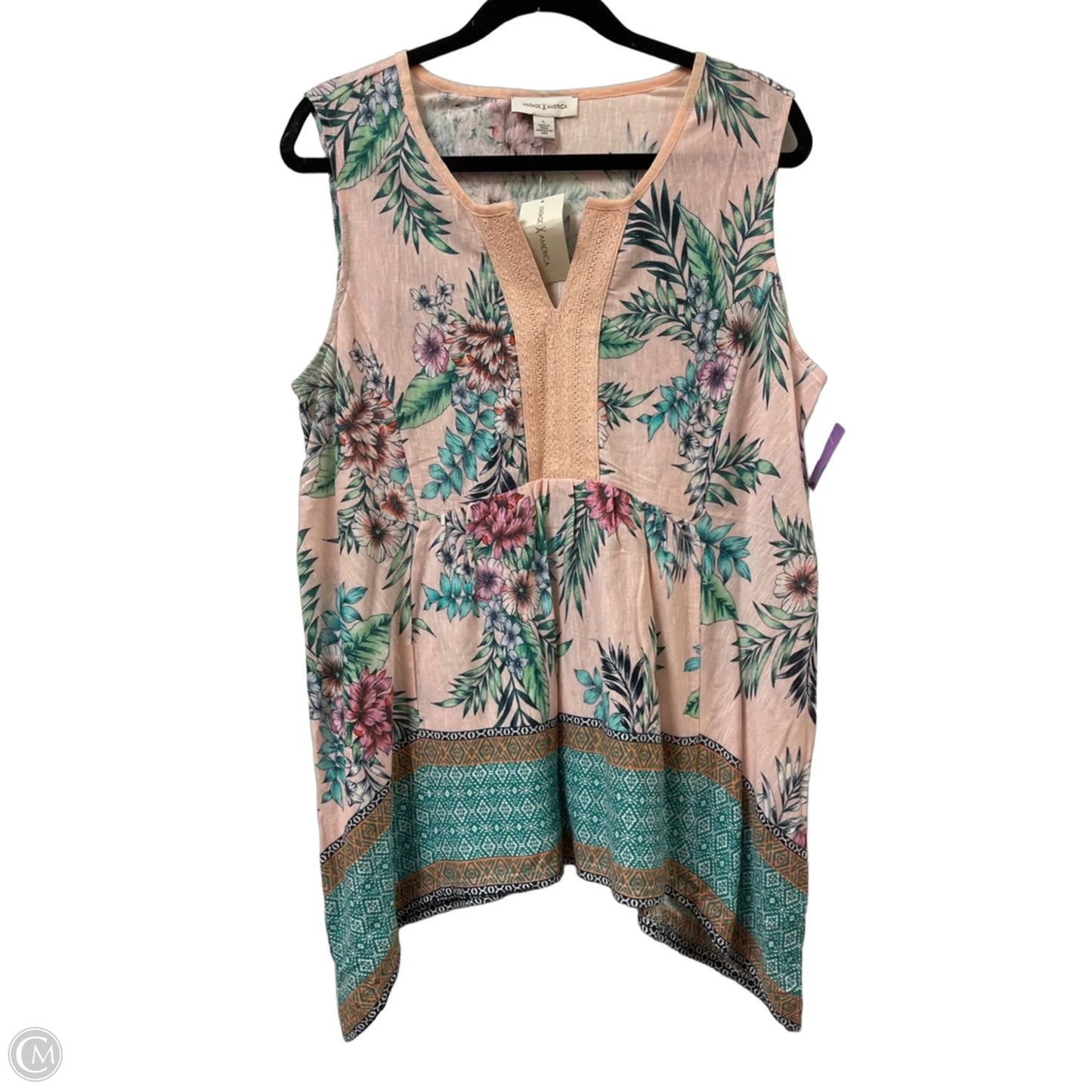 Top Sleeveless By Vintage America In Pink, Size: L