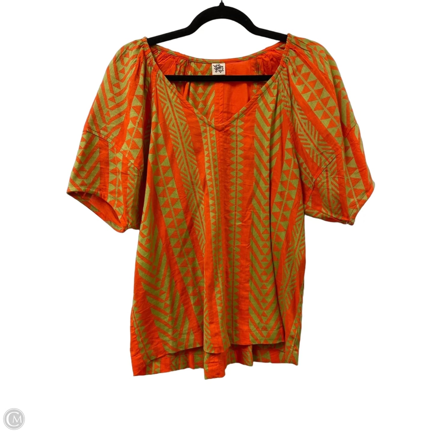 Top Short Sleeve By Ivy Jane In Green & Orange, Size: M