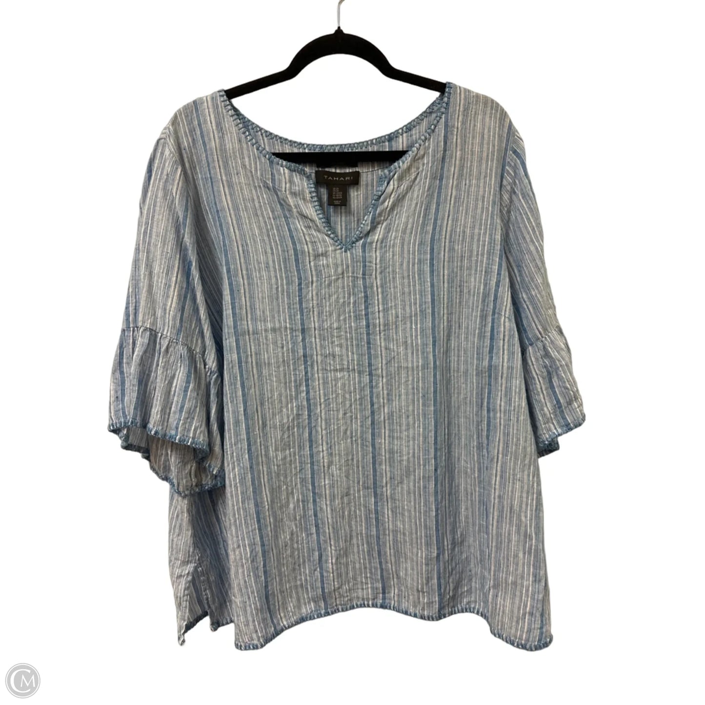 Top Short Sleeve By Tahari In Blue, Size: 2x