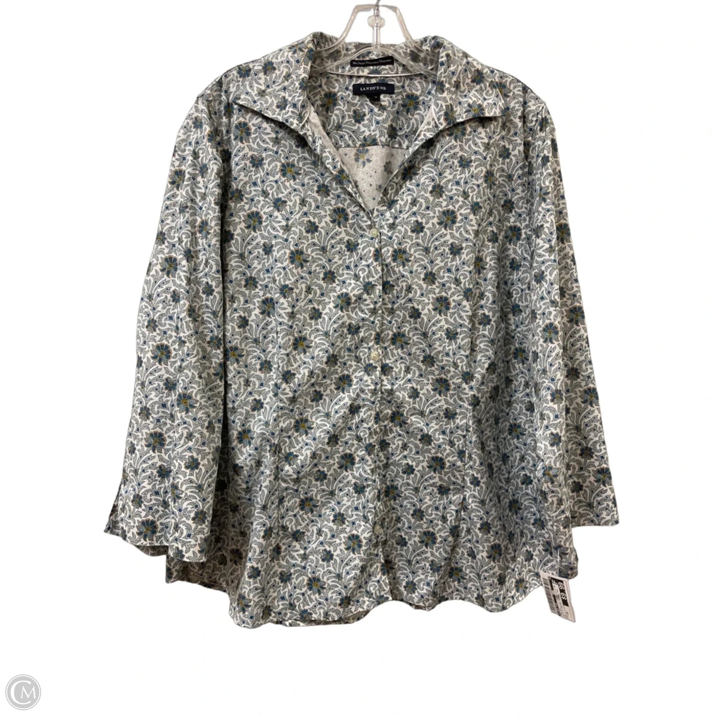 Top Long Sleeve By Lands End In Blue & Yellow, Size: 2x