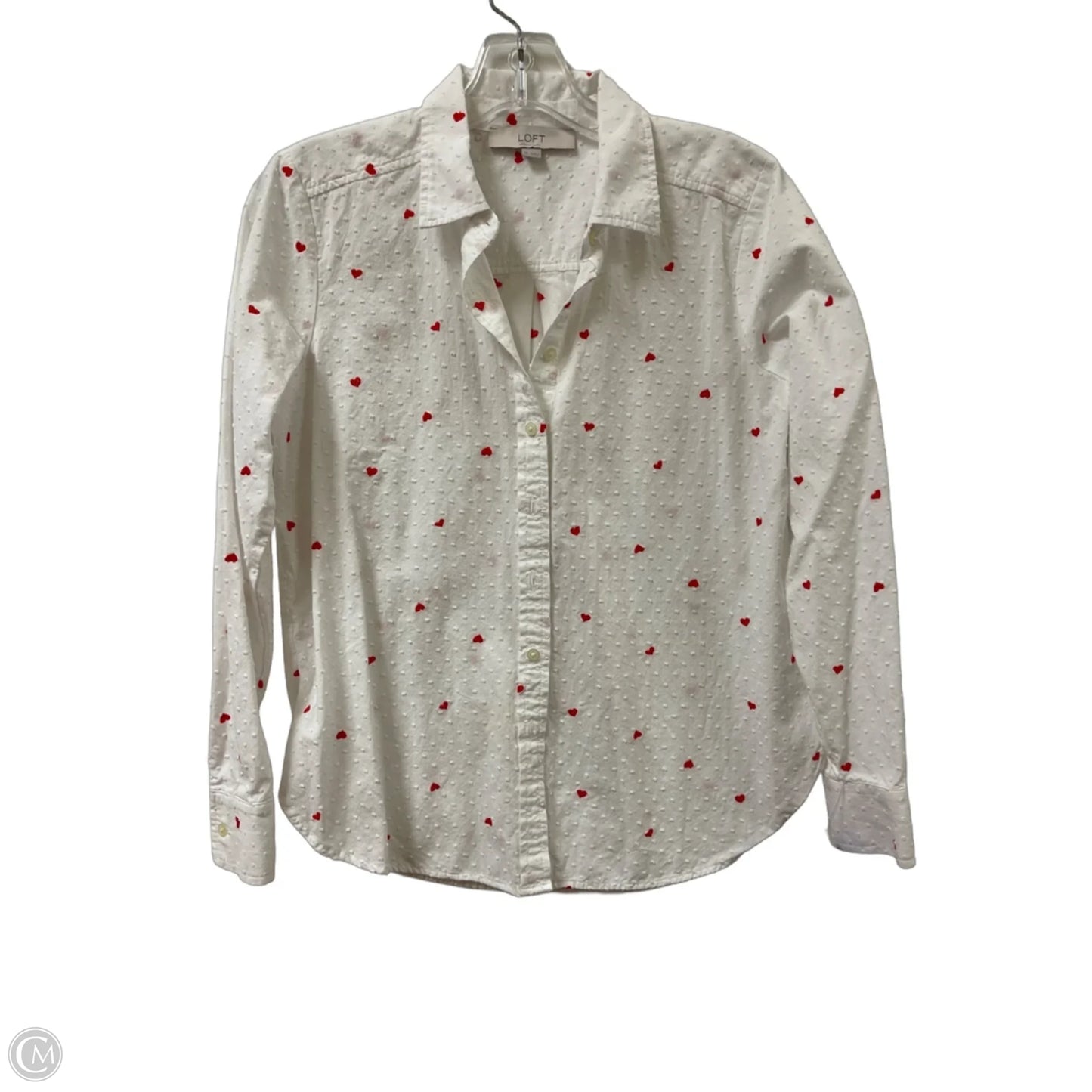 Blouse Long Sleeve By Loft In White, Size: Xs