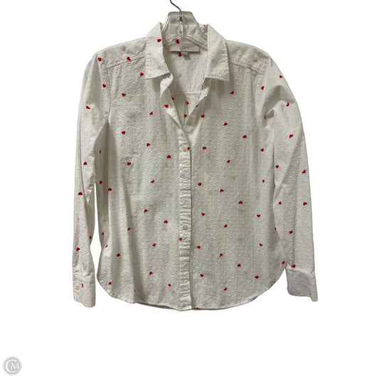 Blouse Long Sleeve By Loft In White, Size: Xs