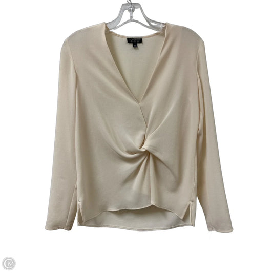 Top Long Sleeve By Top Shop In Cream, Size: Xs