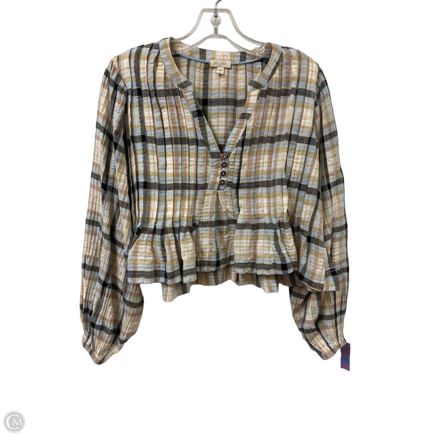Top Long Sleeve By Pilcro In Plaid Pattern, Size: Xs