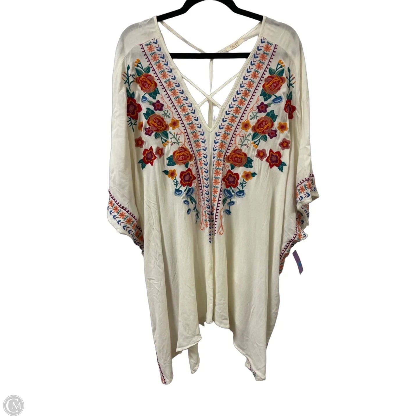 Top Short Sleeve By Oddi In Cream, Size: L