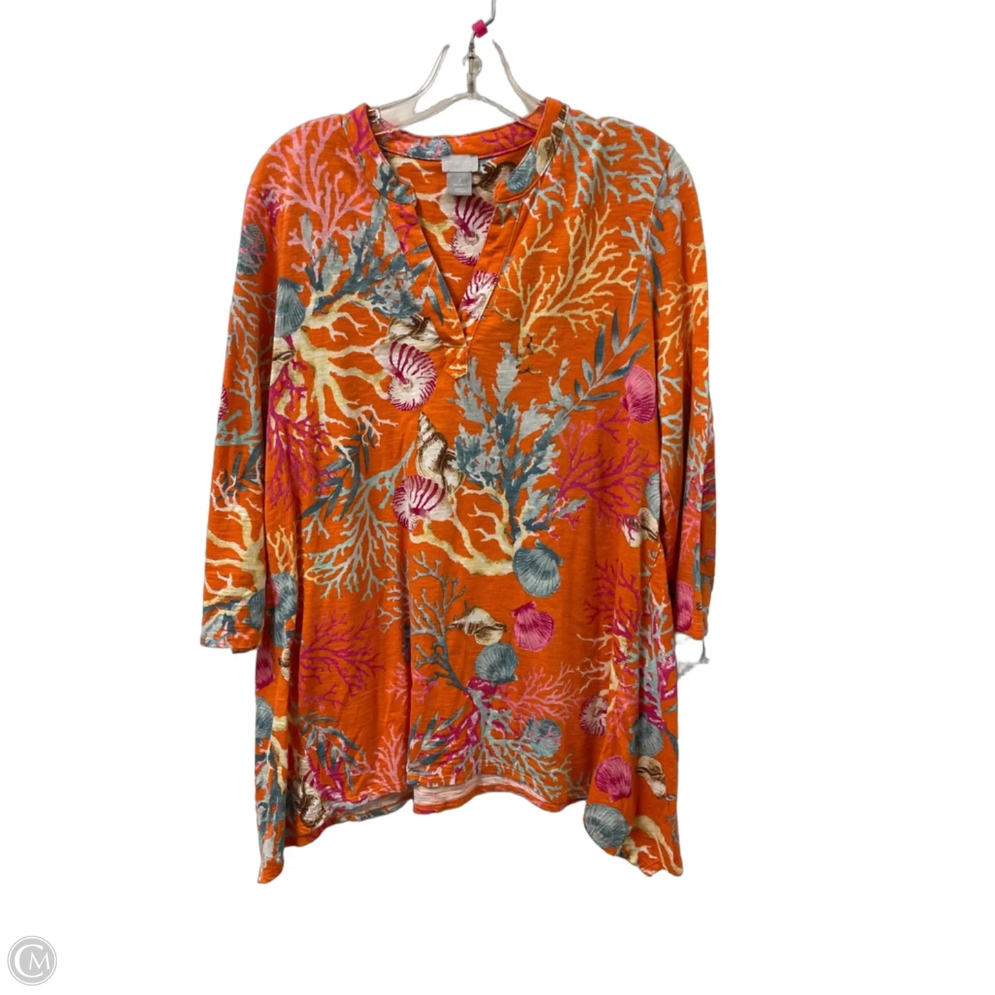 Top Long Sleeve By Chicos In Orange, Size: L