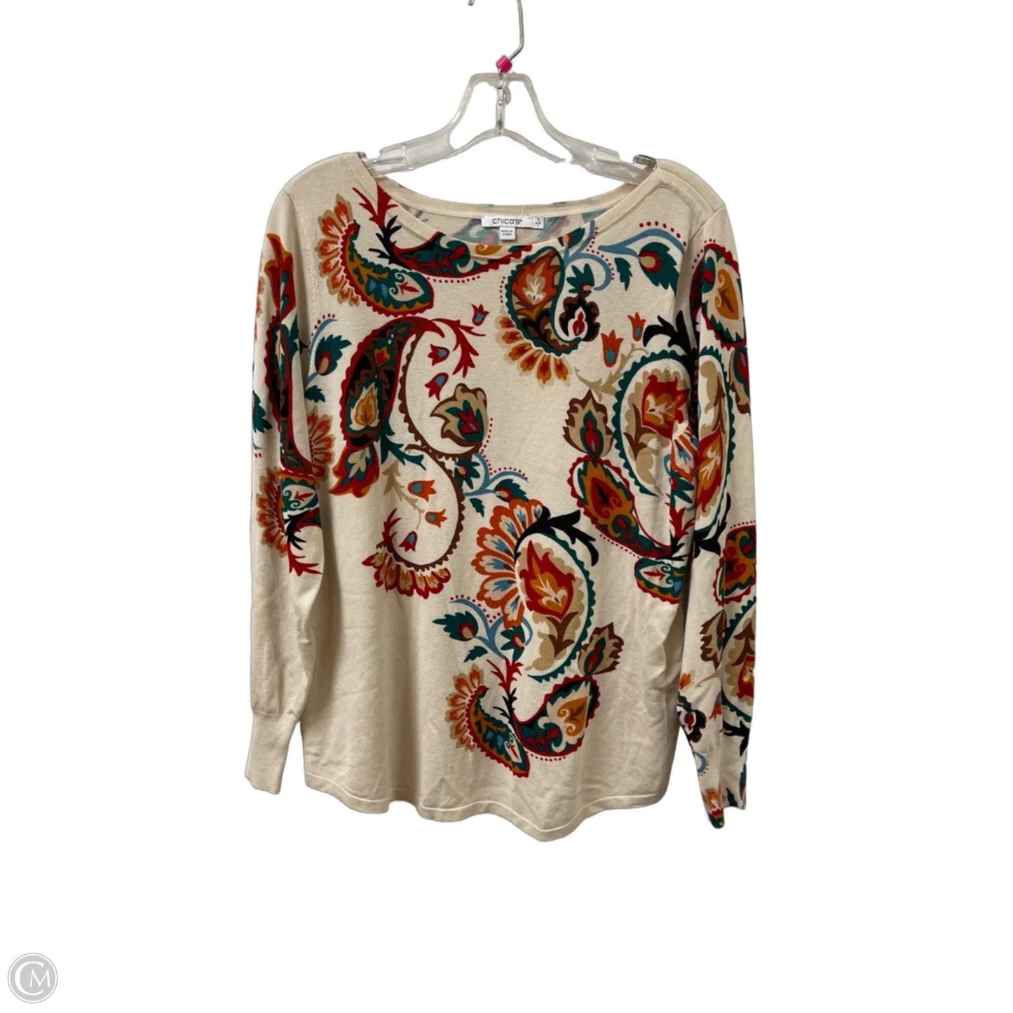 Top Long Sleeve By Chicos In Cream, Size: L