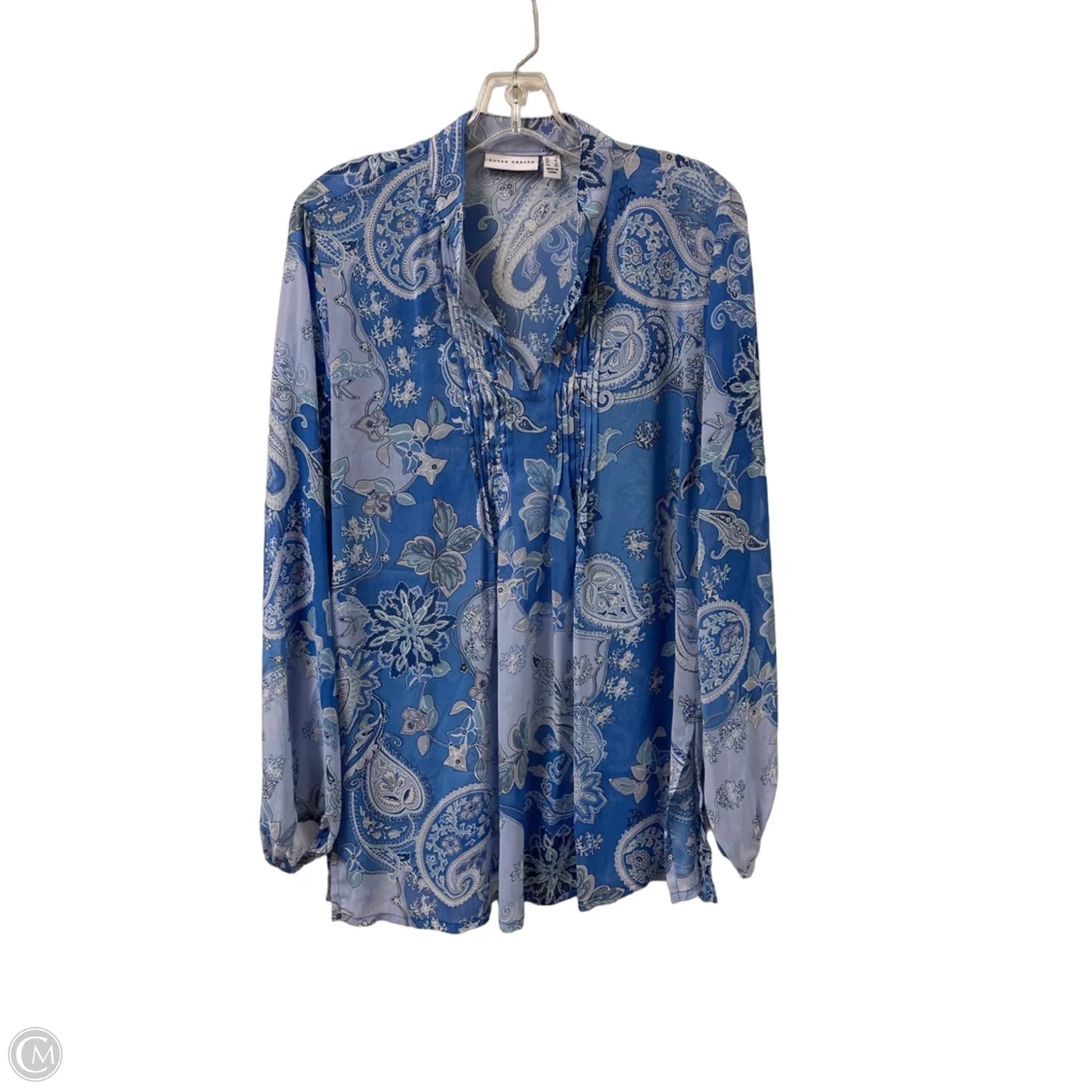 Top Long Sleeve By Susan Graver In Blue, Size: L