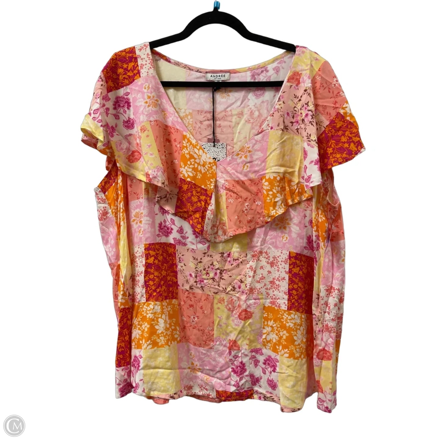 Blouse Short Sleeve By Andree By Unit In Orange, Size: 3x