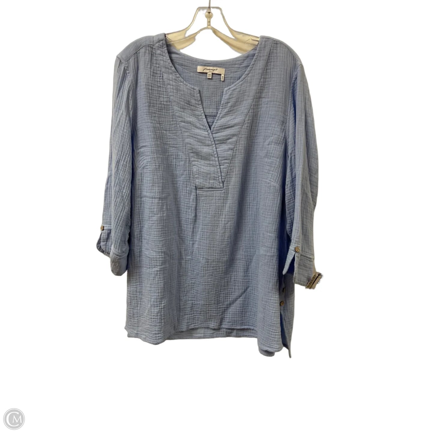 Top Long Sleeve By Foxcroft In Blue, Size: 2x