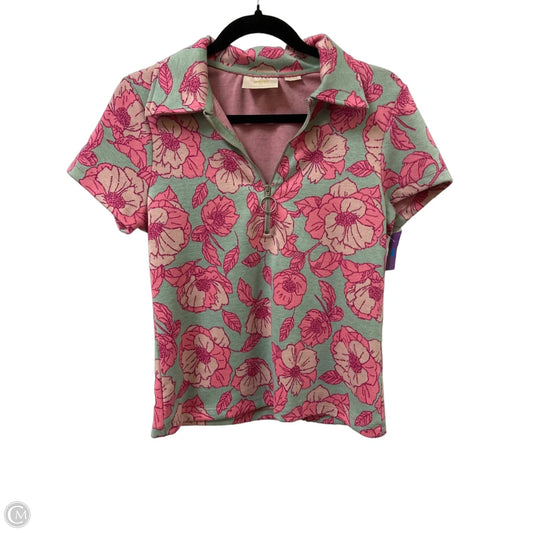 Sweater Short Sleeve By Maeve In Green & Pink, Size: M