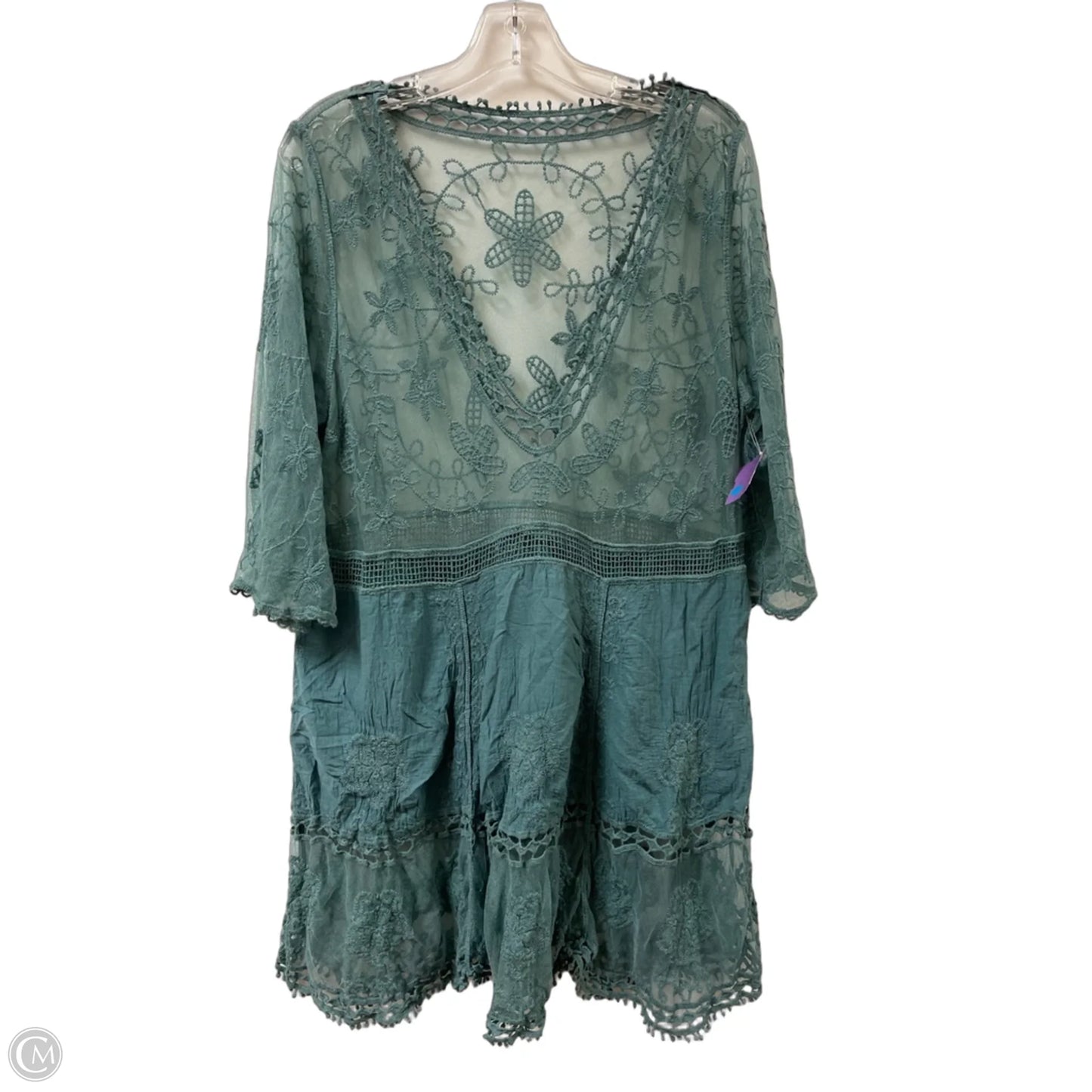 Tunic Short Sleeve By Clothes Mentor In Green, Size: L