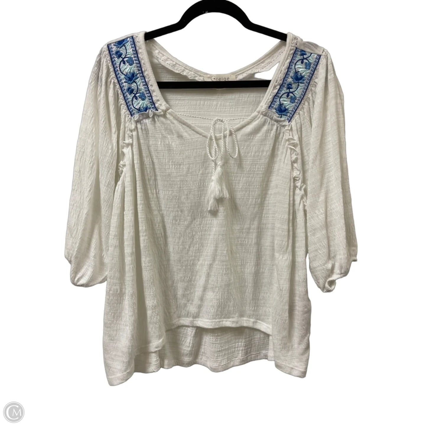 Top Short Sleeve By Clothes Mentor In White, Size: M