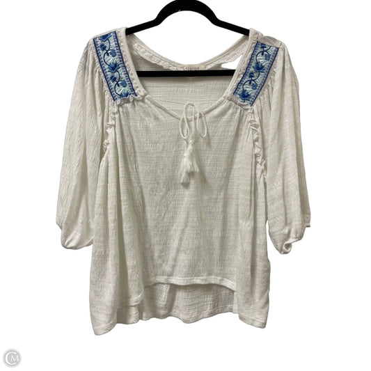 Top Short Sleeve By Clothes Mentor In White, Size: M