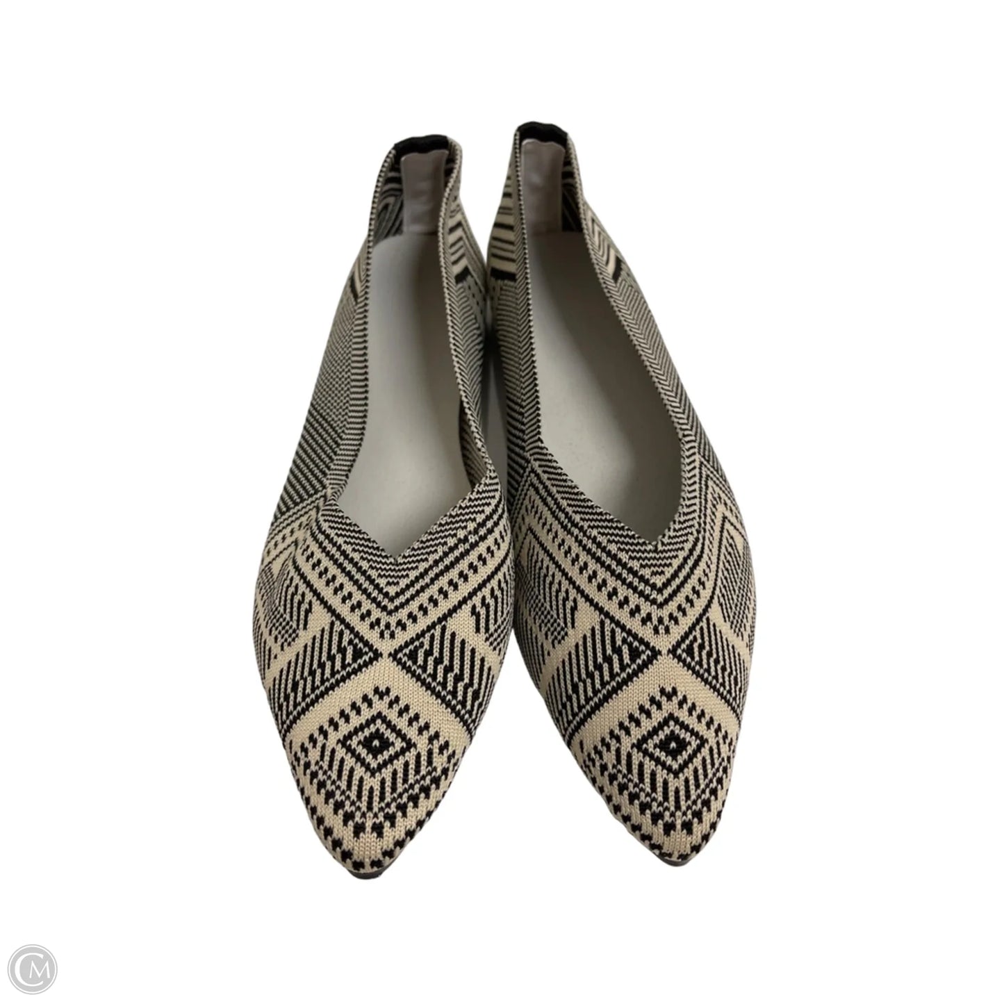 Shoes Flats By Clothes Mentor In Black & Cream, Size: 7.5