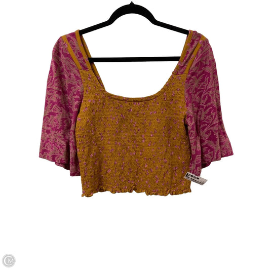 Top Short Sleeve By Free People In Orange & Pink, Size: L