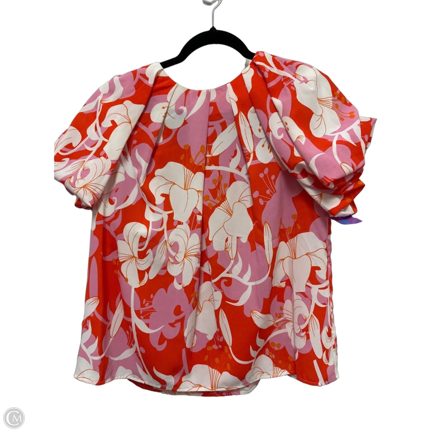 Blouse Short Sleeve By Entro In Orange & Pink, Size: M