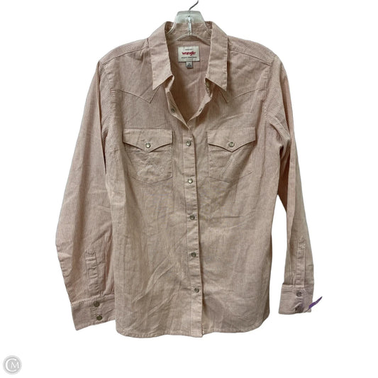 Blouse Long Sleeve By Wrangler In Orange, Size: M