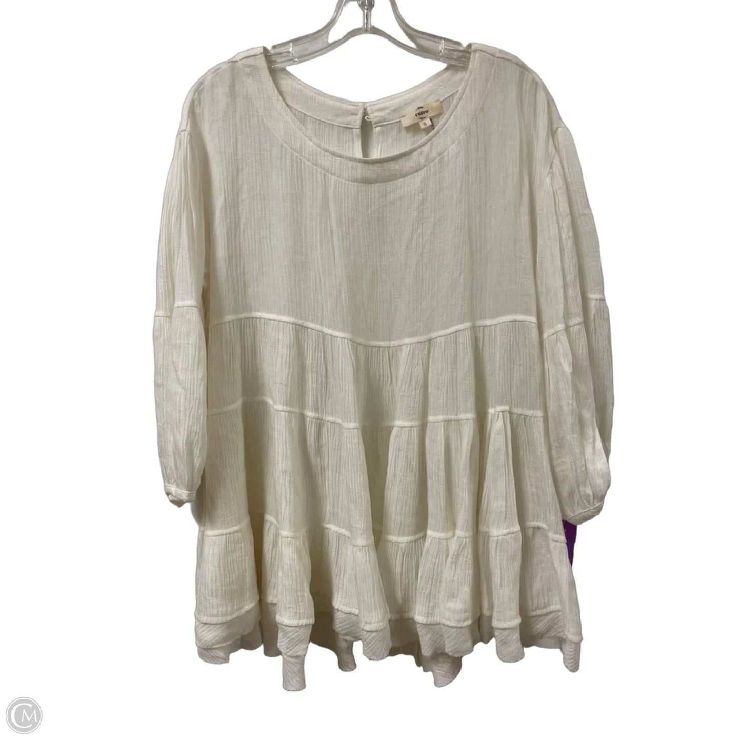 Tunic Long Sleeve By Entro In Cream, Size: S