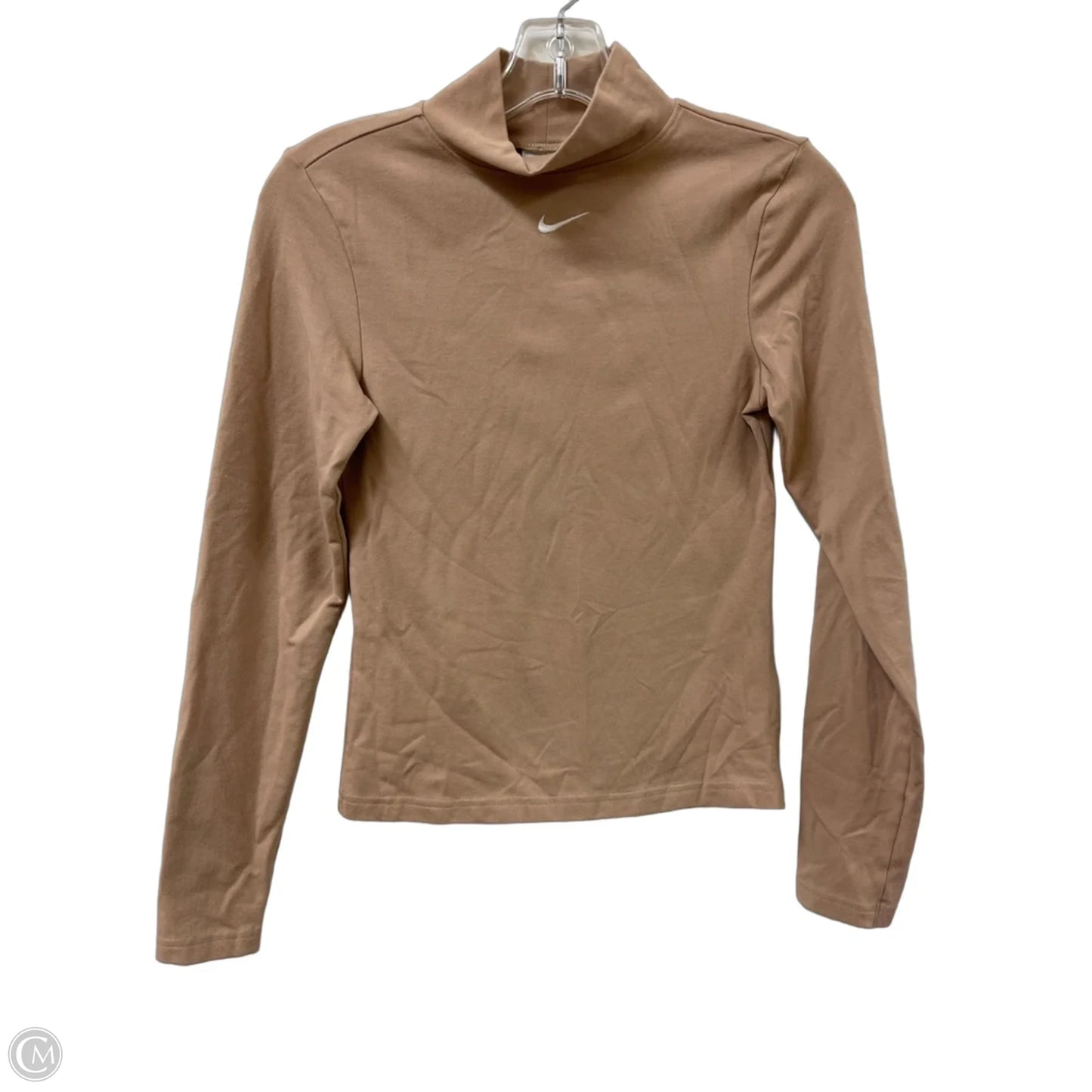 Athletic Top Long Sleeve Collar By Nike In Tan, Size: Xs